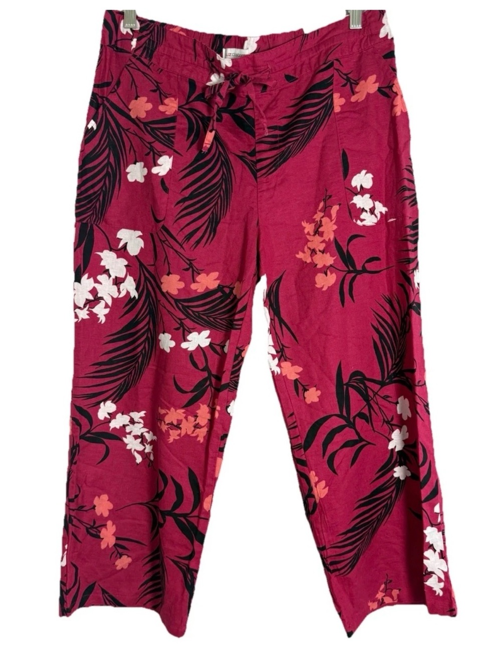 Liz Claiborne Magenta Floral Wide-Leg Pants